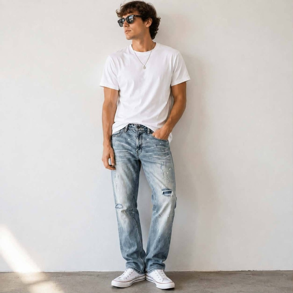 Smoke Rise DNM Co Jeans Men 30x32 Paint Splatter Distressed Moto Y2K Denim